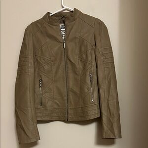 Made by Johnny Los Angeles faux leather jacket zip pockets stitch trim size M